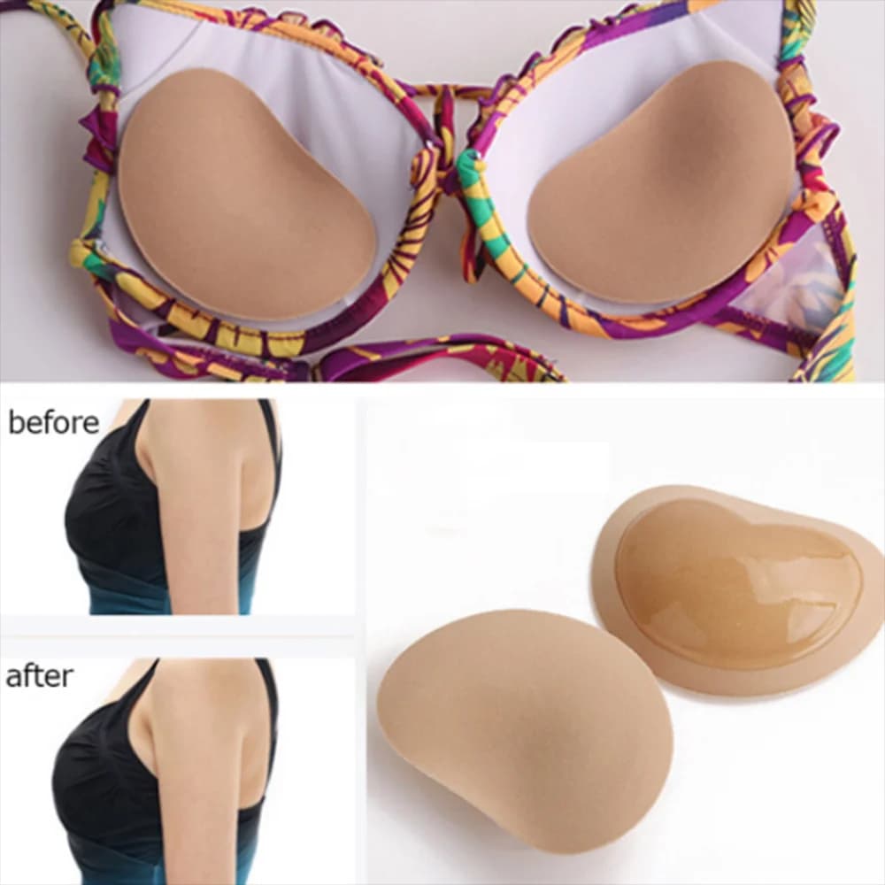 1 Paio di Imbottiture Adesive per Reggiseno Push-Up, Spugna Spessa, Inserti Rimovibili in Silicone per Sollevamento e Valorizzazione del Seno, Reggiseno Invisibile per Costume da Bagno