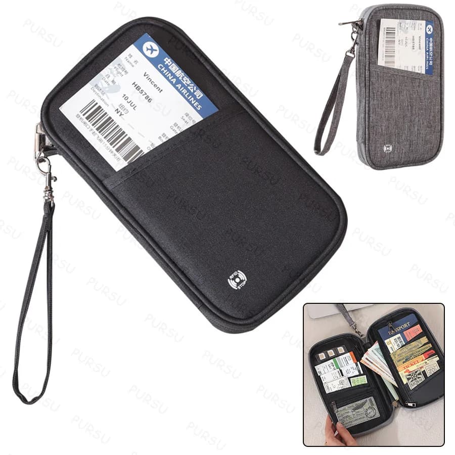 Porta Passaporto Familiare con Blocco RFID, Portafoglio da Viaggio, Organizzatore Documenti, Custodia per Carte di Credito