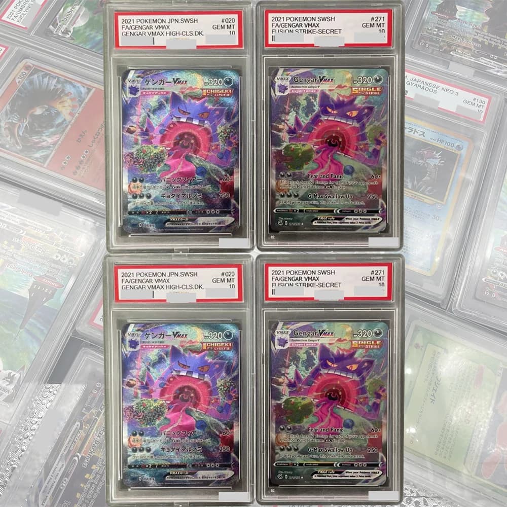 Scheda di raccolta PTCG Proxy fai-da-te Gengar Vmax 2021 Carta graduata PTCG Swsh Fusion Strike Secret # 271/264 Etichetta olografica GEM MT 10