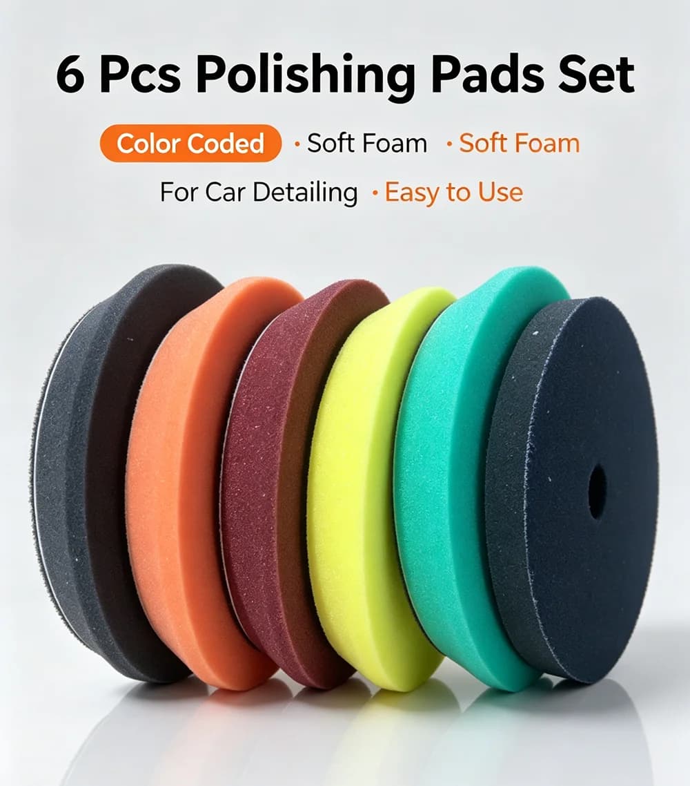 Fartrygo Car Foam Buffing Pads 5'130mm Polishing Pad Kit Sponge Polish Disc Auto Detailing Waxing Tool For DA RO GA Polisher