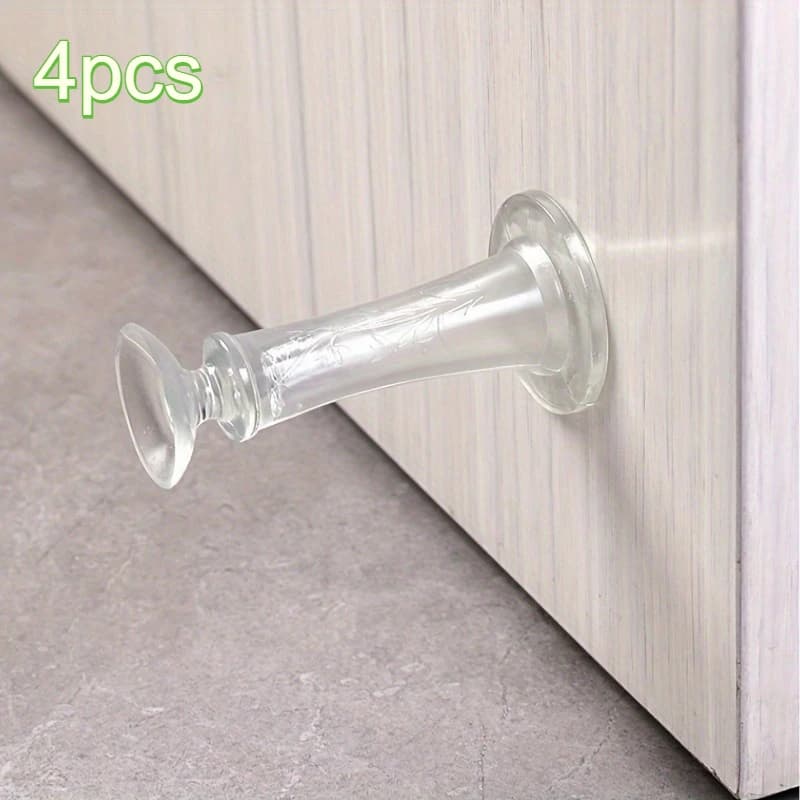 4pcs Pinch-free Door Stopper, Anti-collision Doorstop for Bathroom Bedroom, Rubber Door Stopper to Keep Mute