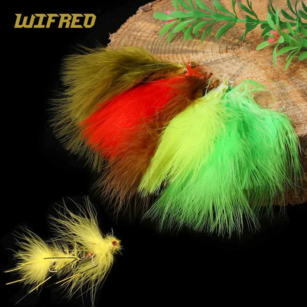 Wifreo 2 confezioni di sangue d'oca Marabou piuma materiali per la costruzione di mosche per la pesca a mosca mosche Woolly Bugger Streamer esche da pesca a mosca