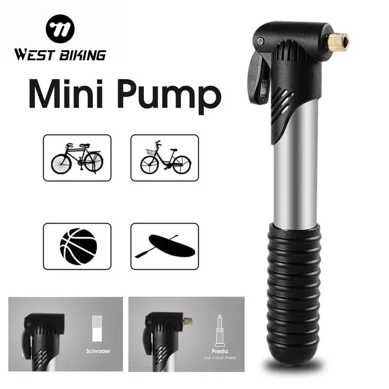 WEST BIKING Mini pompa da bicicletta portatile ciclismo pompa d'aria a mano palla gonfiatore per pneumatici valvola Schrader Presta accessori per bici da strada MTB