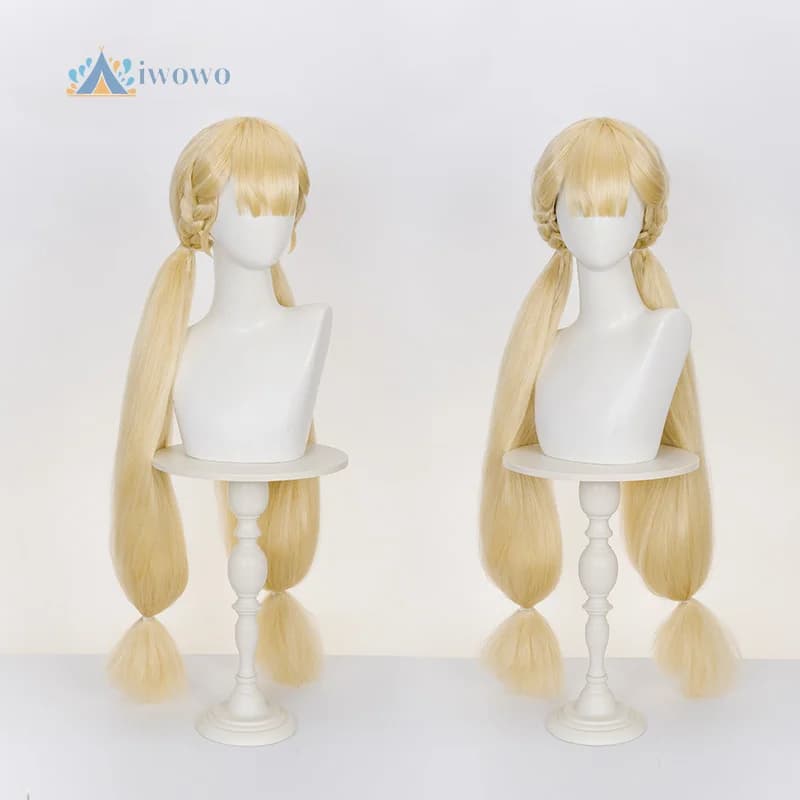 Zenless Zone Zero Game Alice Cosplay Parrucca lunga per capelli dorati Prop Orecchie Coda Parrucca sintetica resistente al calore Parrucche natalizie di Halloween