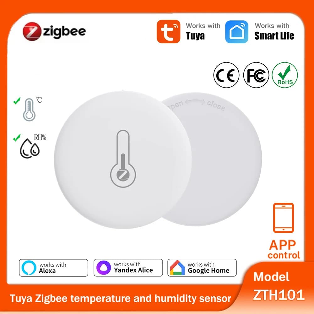 Sensore di Temperatura e Umidità Tuya Zigbee, Richiede Gateway Tuya Zigbee, Controllo Remoto tramite APP, Compatibile con Yandex Alexa Zigbee2Mqtt ZHA