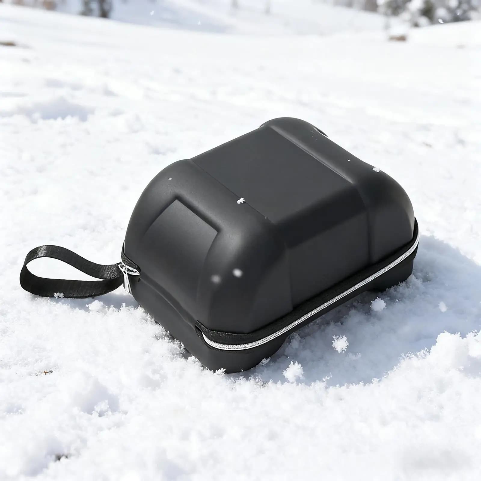 Custodia per Occhiali da Sci e Snowboard, Borsa Compatta in EVA per Occhiali Sportivi, Porta Occhiali da Viaggio per Esterni, Nera