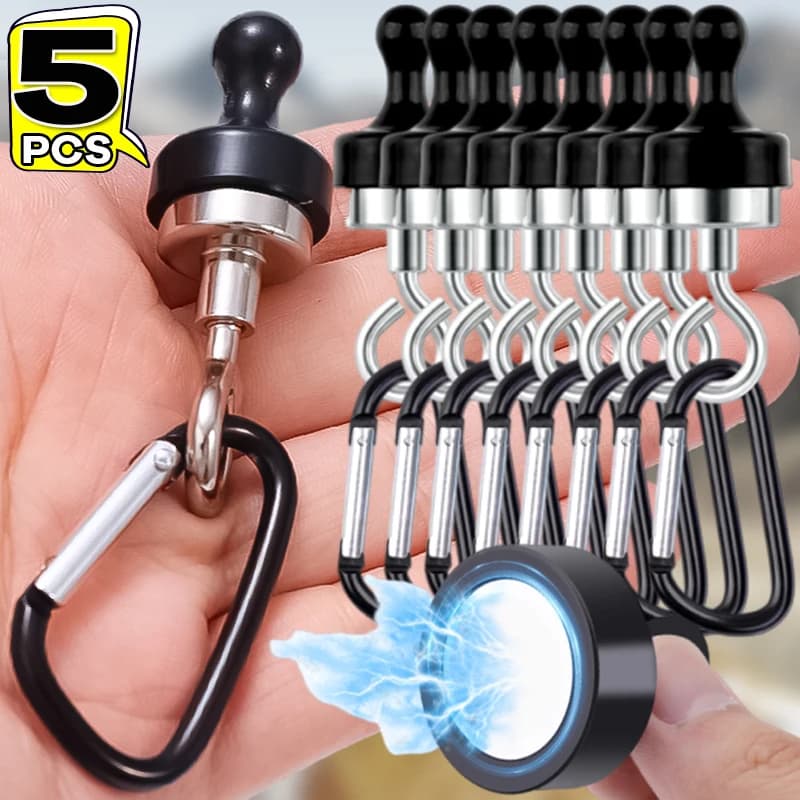 1-5pcs Outdoor Magnetic Mountaineering Buckle Hook Anti-loss Fly Fishing Magnetic Release Net Buckle Outdoor Keychain Pendant