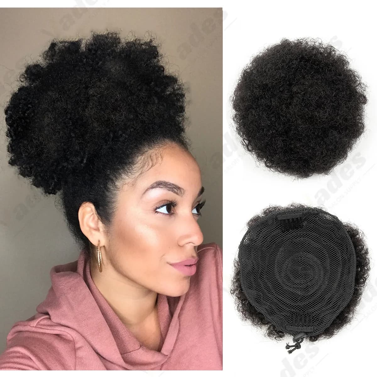 Extension per capelli ricci afro kinky con coulisse, chignon alto, coda di cavallo con clip, per donne nere, 6-8 pollici