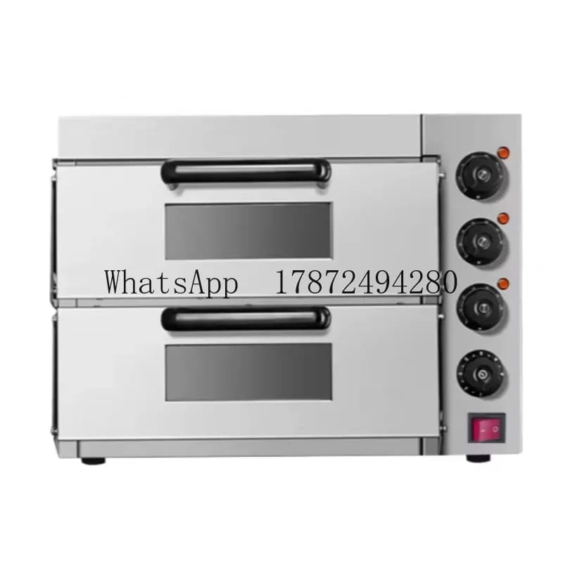 Commercial Kitchen 2-Deck Pizza Oven with Stone Electric Desktop Pizza Oven
