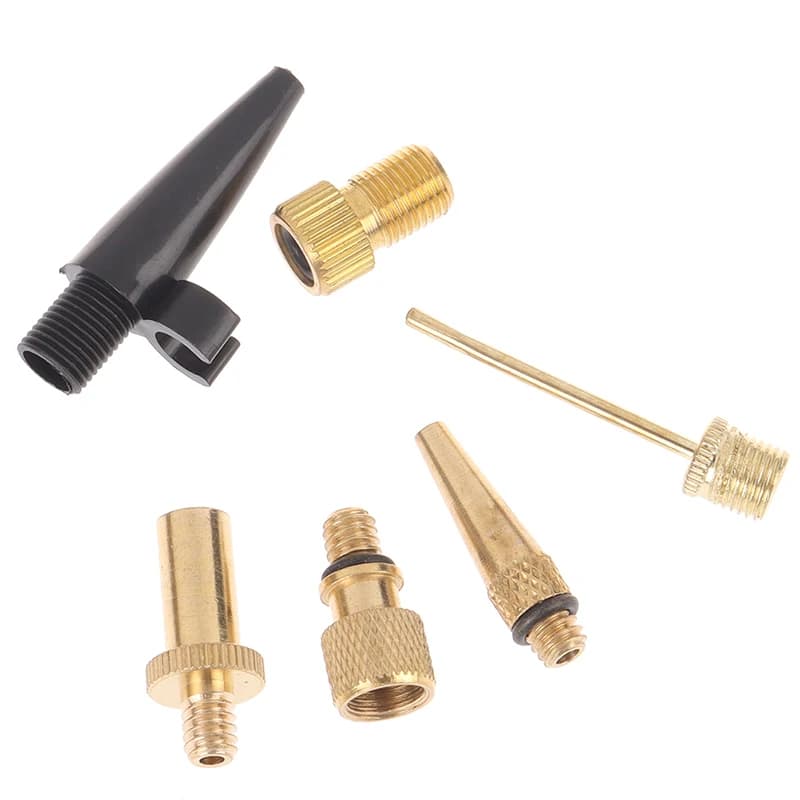 New#6Pcs Bicycle Valve Adaptors For Road Bike Tire Pump Copper Inflator Pump Nozzle Kit Presta Schrader Valve Adapter Tube