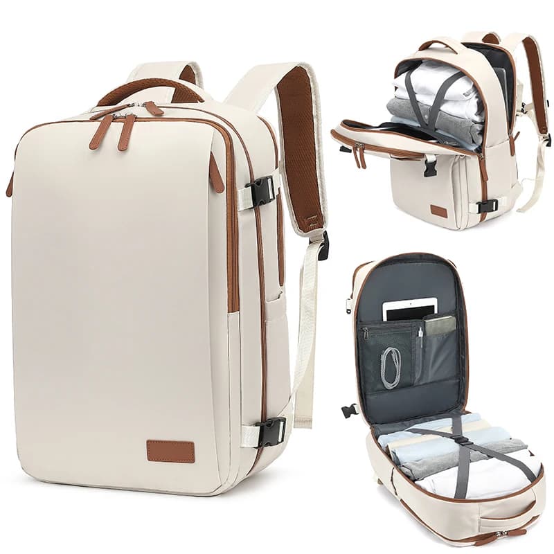 Zaino da viaggio 40x20x30 Cabin Plane Impermeabile espandibile Weekender Laptop con porta USB Ryanair Carry-On Donna Uomo Zaino
