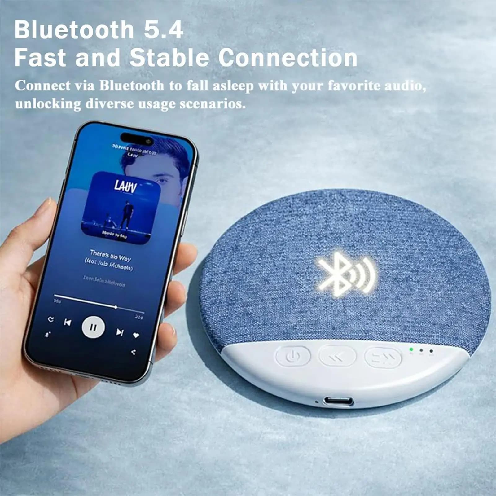 Altoparlante Bluetooth da Cuscino per Camera da Letto, Stereo Bass con Rumore Bianco e Timer per Dormire, Regalo