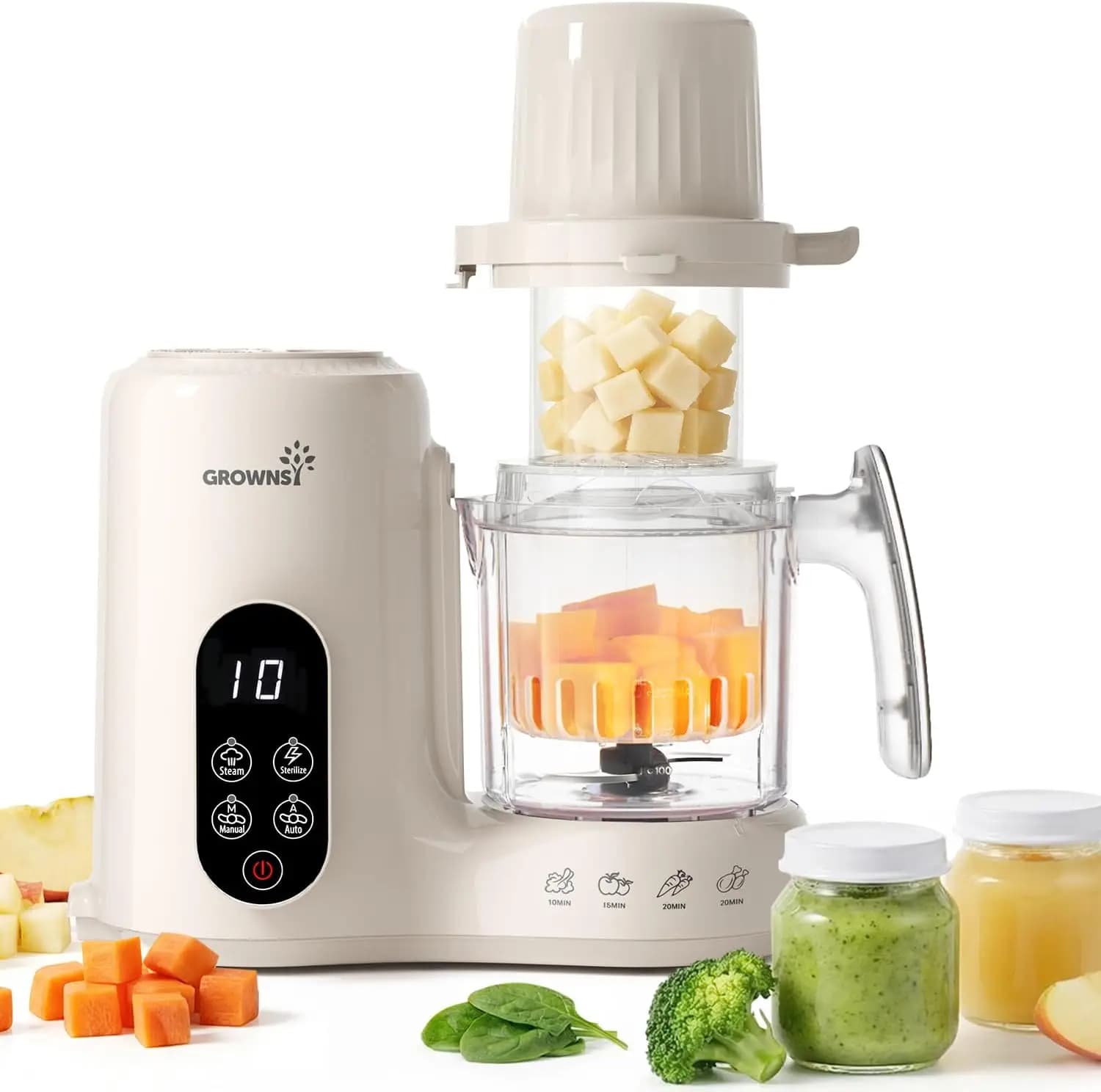 Robot da cucina per bambini con cestello a vapore a doppio strato | Processore per Alimenti per Neonati per l'Introduzione di Solidi e per Bambini dai 6 Mesi in Su | Frullatore a Vapore