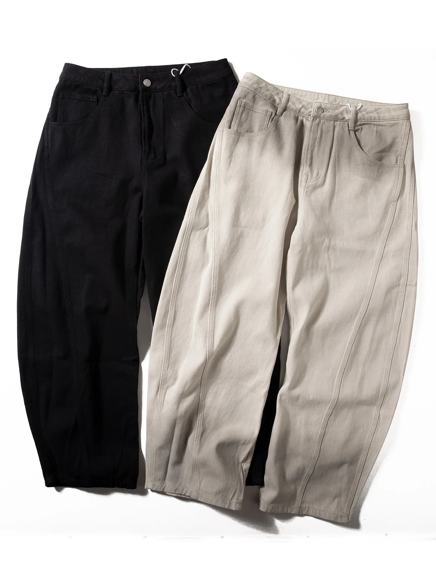 American Sle Casual Wide Leg Pants Men's Heavy Du Waed Pure Cotton Loose Fit Tied Dye Trendy Banana Denim Jeans