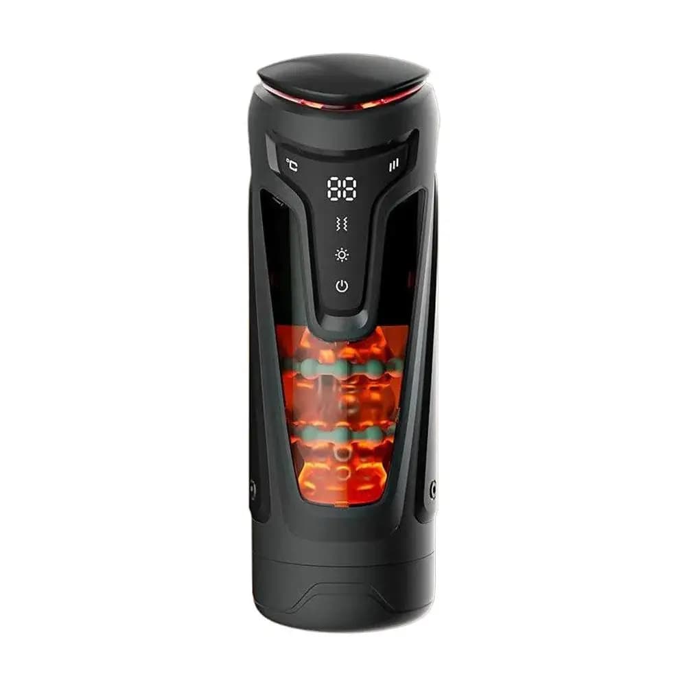 Massaggiatore Intimo Maschile Telescopico Riscaldante, Display Digitale, Vibrazione, Trasparente, Gadget Smart per Allenamento e Benessere Adulti