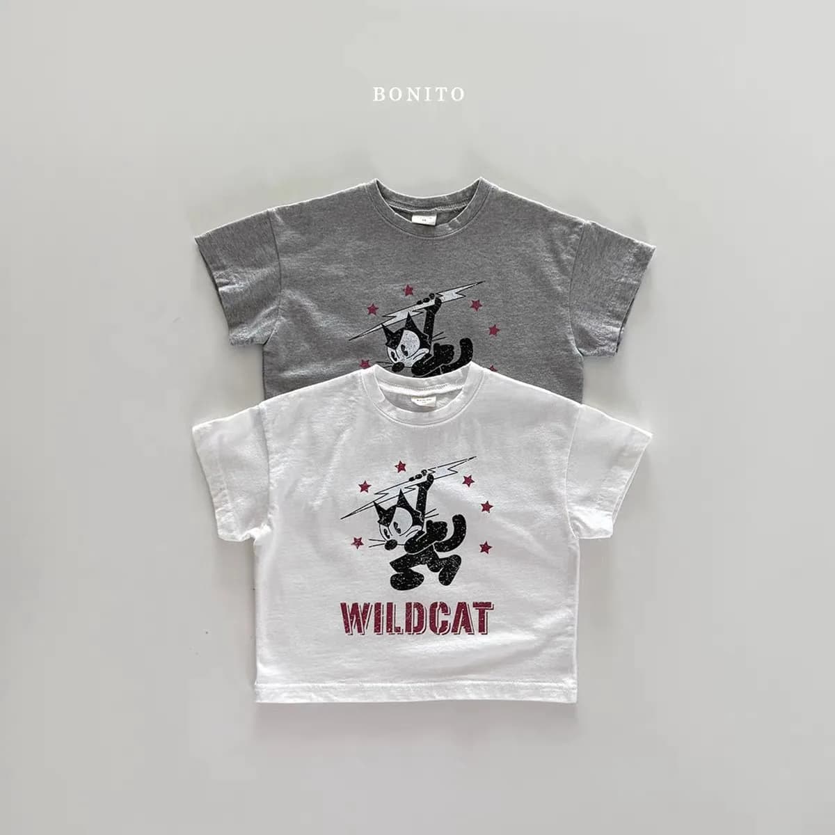 T2845 Summer Children's Casual Short Sleeve Baby Cute Cartoon Cat T-shirt Comfortable Soft Fabric Kids' Tee for Boys And Girls