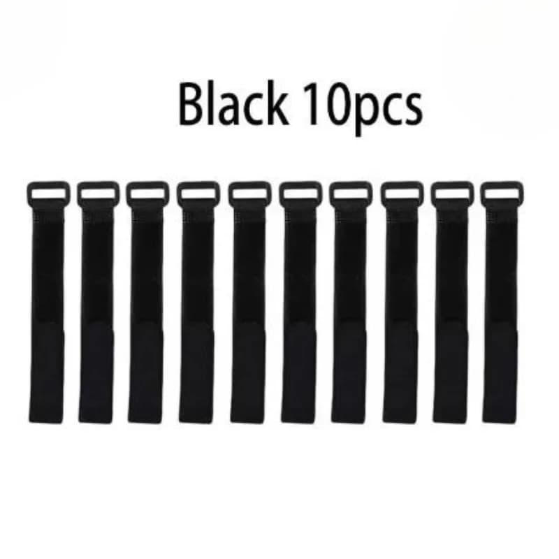 Canna da pesca Reggiatura Fascia avvolgente Attrezzo per pesci all'aperto Nero 10 pezzi Set Canna da pesca riutilizzabile Cravatta Supporto Cinghia Gancio Anello Cravatte Cintura