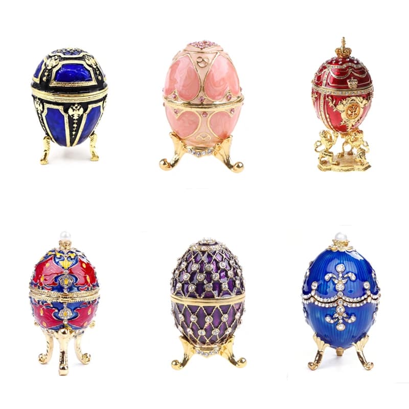 Scatola per ciondoli per gioielli dipinta a mano serie fabera-egg foglie verdi regalo unico per decorazioni per la casa di pasqu