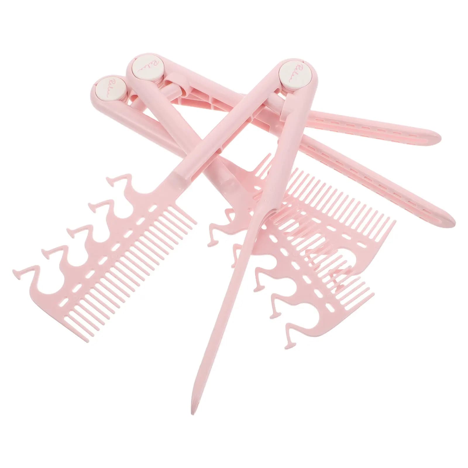 V-shaped durable folding travel comb, 3 pieces, for woman, portable hair styling tool with antistatic flat iron