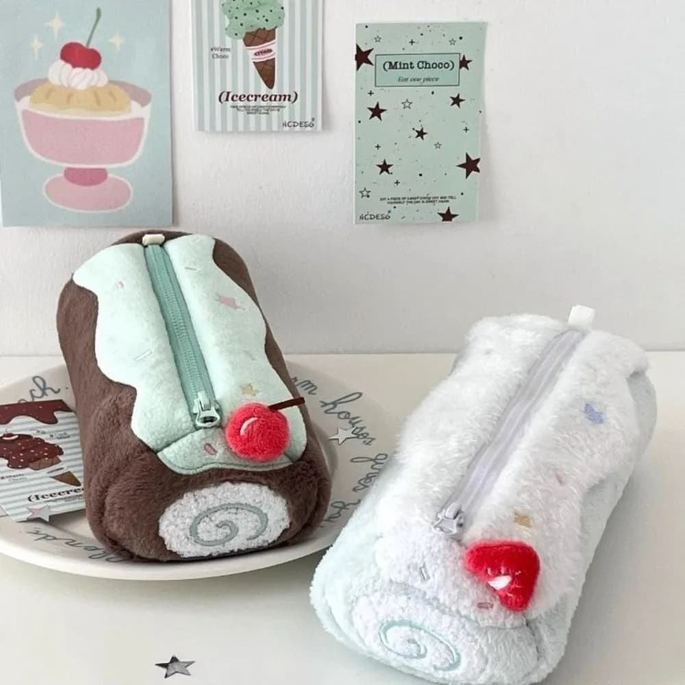 2026 Student Cute Girls Plush Pencil Case Stationery Bag, Plush High-Quality Student Stationery Box with Large Capacity