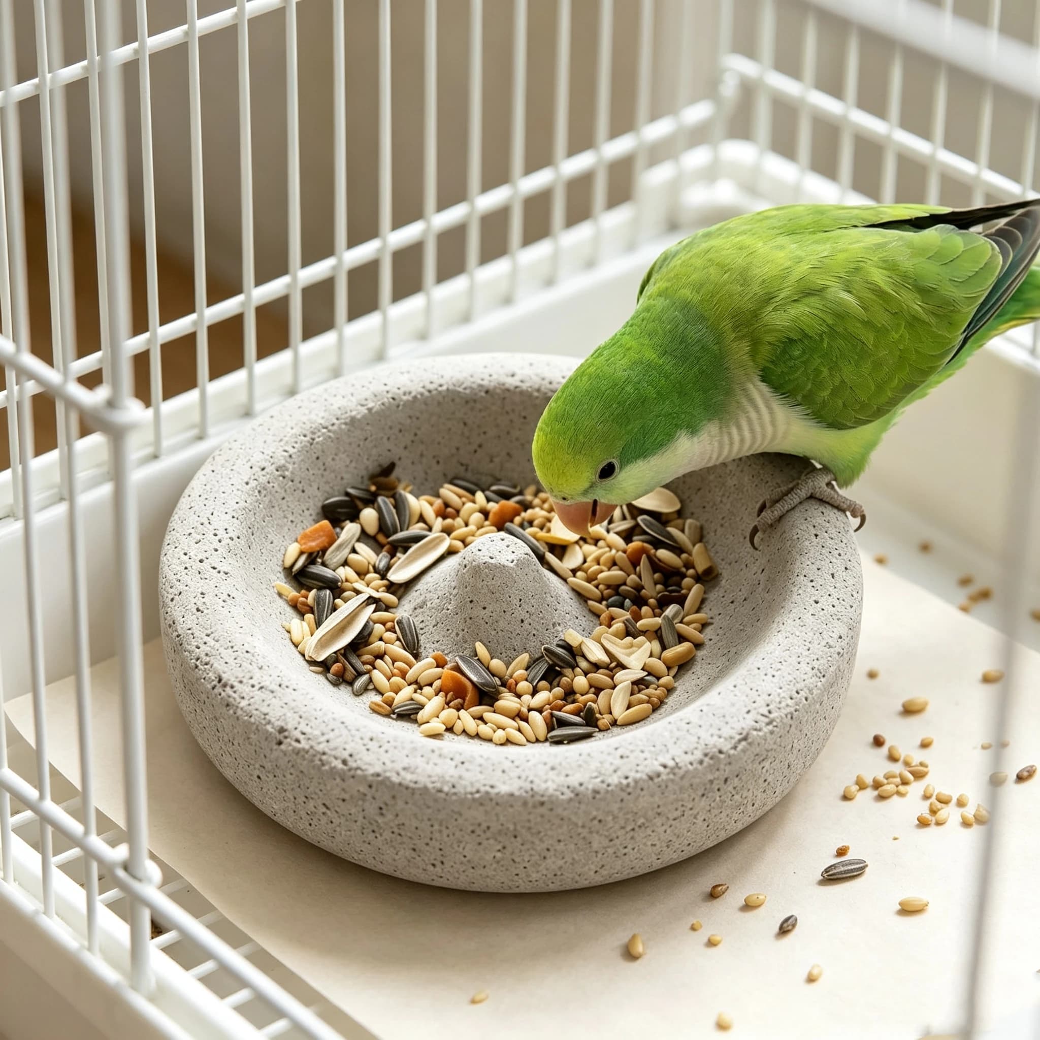 Anti-Spill Parrot Feeding Bowl Round Pumice Wear-resistant Basin Food Feeder Water Grinder Beak Bird Hamster Food Dish Small Pet