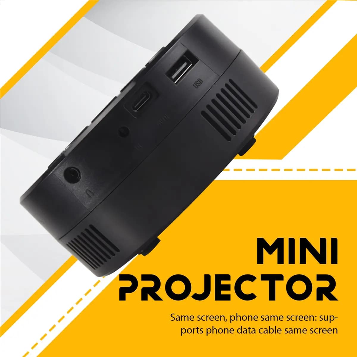 Nuovo modello YT200 Comodo proiettore Videoproiettore mobile a LED Home Theater Lettore multimediale Proiettore per bambini con lo stesso schermo cablato