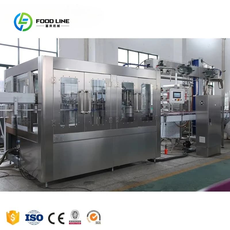 Linea di Produzione Personalizzata Completa per Bevande in Bottiglia PET, Macchina per Riempimento Acqua e Bevande Gassate