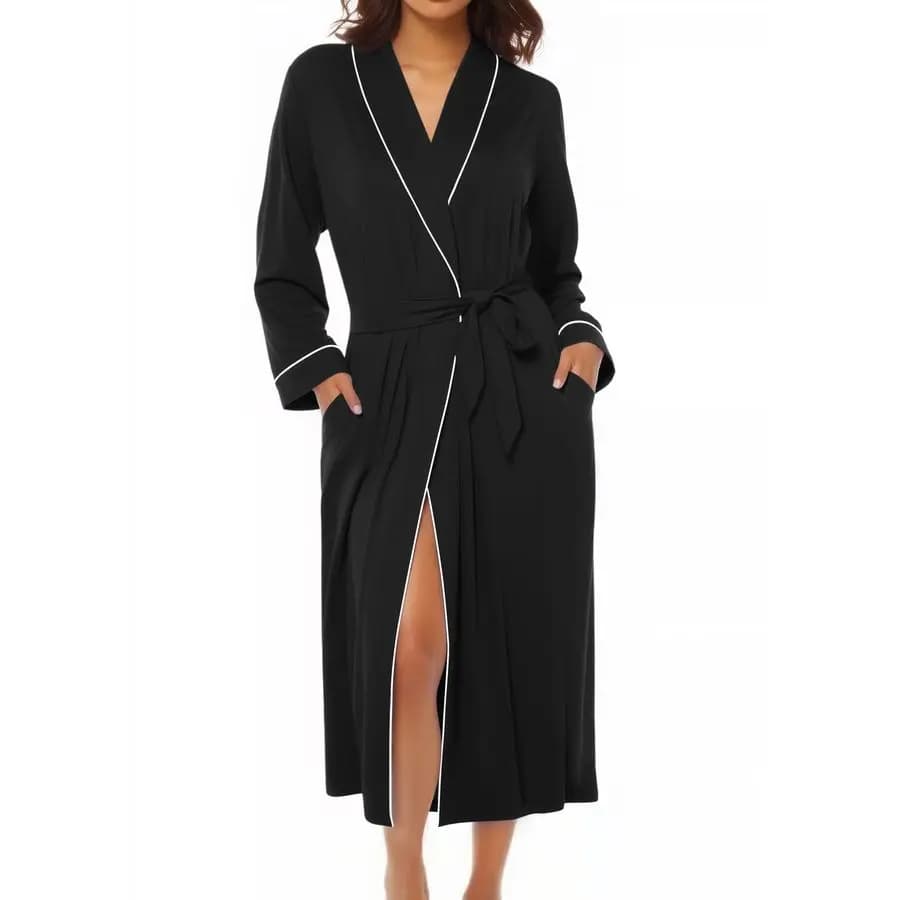 Accappatoio Lungo per Donna in Maglia Leggera, Morbido Pigiama Casual, Abbigliamento da Casa per Signore, Taglie S-XXL