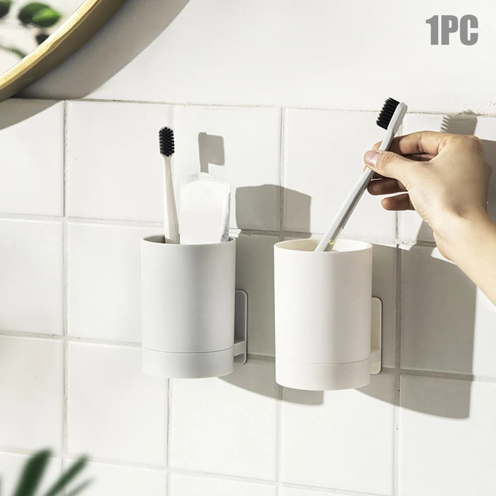 Semplice portaspazzolino da parete Portabicchieri per dentifricio Portabicchieri per bocca senza trapano Scaffale per bagno Scaffale portatile Organizzare il nuovo