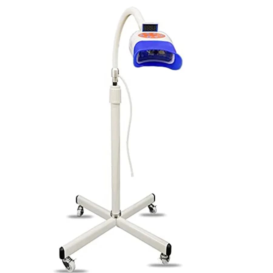 Mobile tooth whitening lamp with two-tone red and blue lights for professional level teeth lighting at home or in Co salon