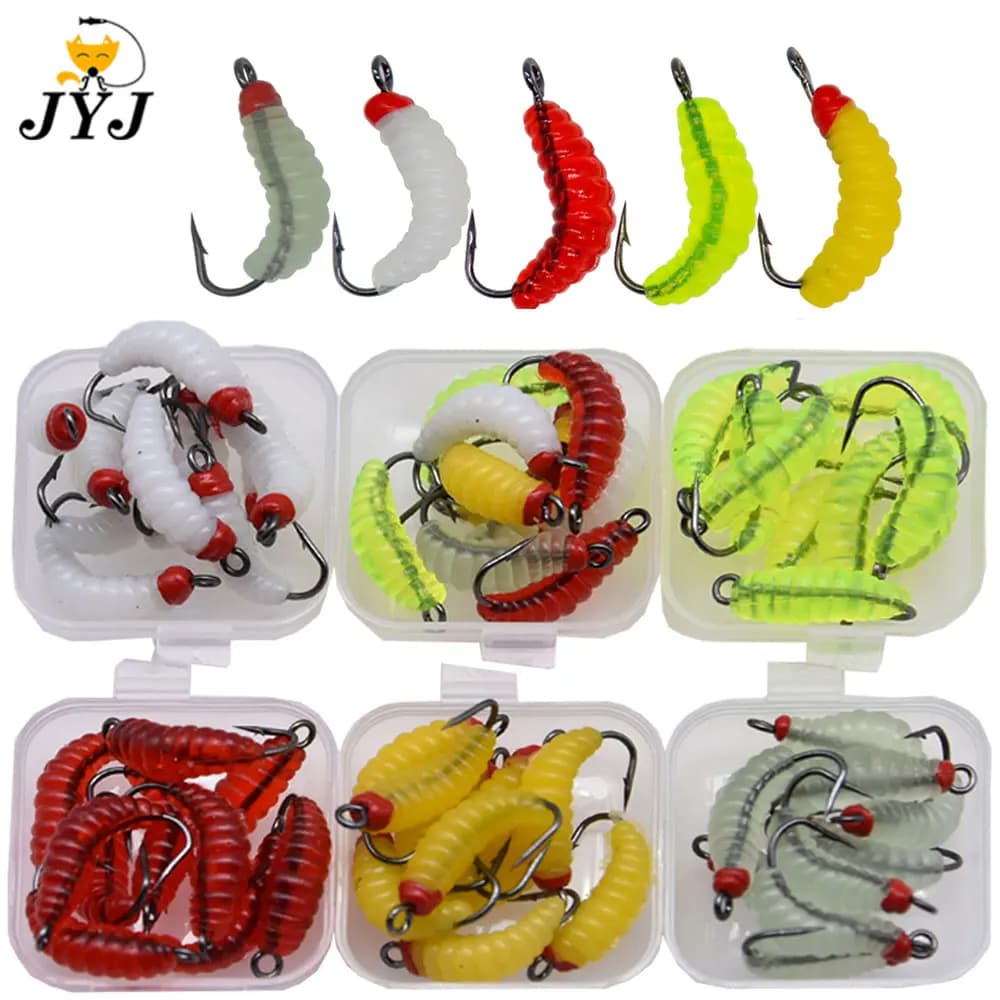JYJ 1 pcs/box 2.2 cm softbaits booster, artificial worm fishing gear for fish perch bass salmon