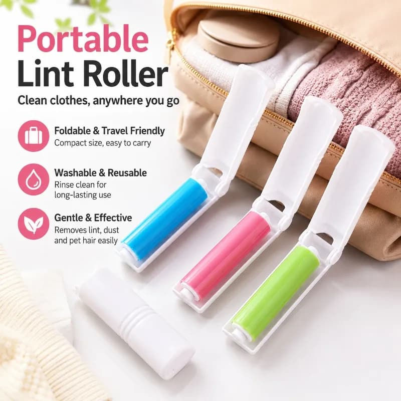 Foldable Washable Lint Remover Portable Travel Reusable Hair Sticking Roller Recyclable Clothing Brush Effective Pet Fur Dust