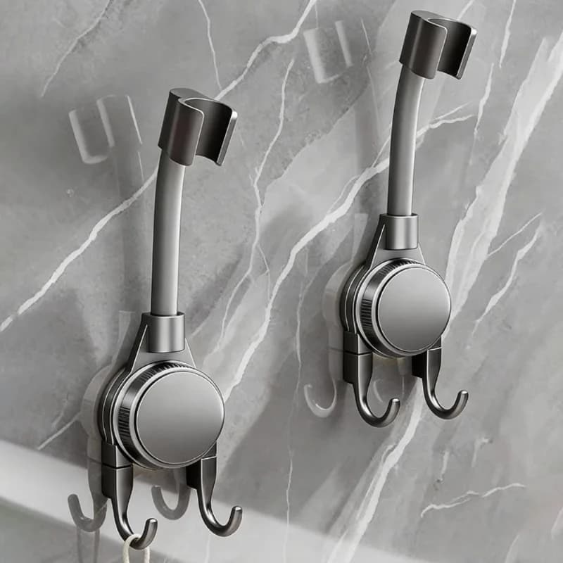 Adjustable Bracket Strong Suction Cup Shower Head Holder Wall Mount Shower Holder with Hook Waterproof Bathroom Accessories 1PC