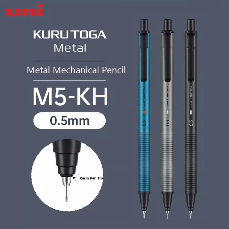 Japan Uni M5-KH KuruToga Metal Mechanical Pencil Black Technology Rotation Lead 0.5mm Lapices For Drawing Writing StationeryTool