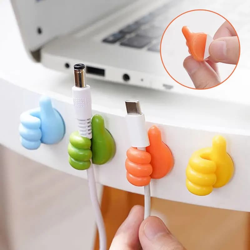 Fermacavi Organizer Clip ganci per pollice avvolgicavo USB Desktop Tidy Management Clips portacavi per Mouse cuffie Wire Organizer