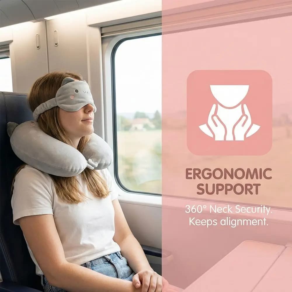 Cuscino a U Carino e Confortevole, Supporto Portatile da Viaggio per il Collo, Cuscino Morbido a Lento Ritorno per il Collo, Ideale per la Pausa in Ufficio