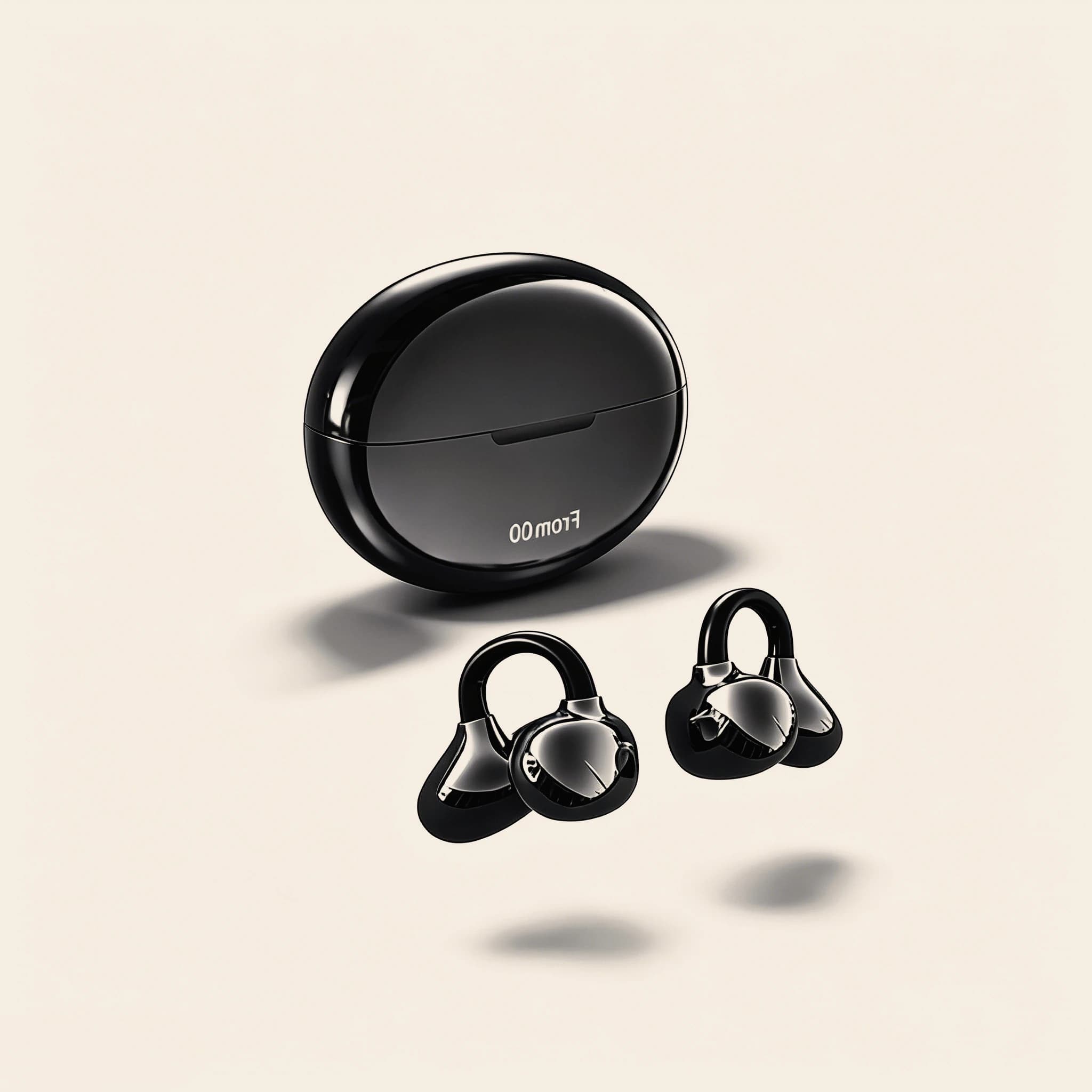 Bluetooth 5.4 Earphones Transparent Screen Digital Display OWS Clip-On Earbuds for Long-Lasting Battery Call Mic Headphones