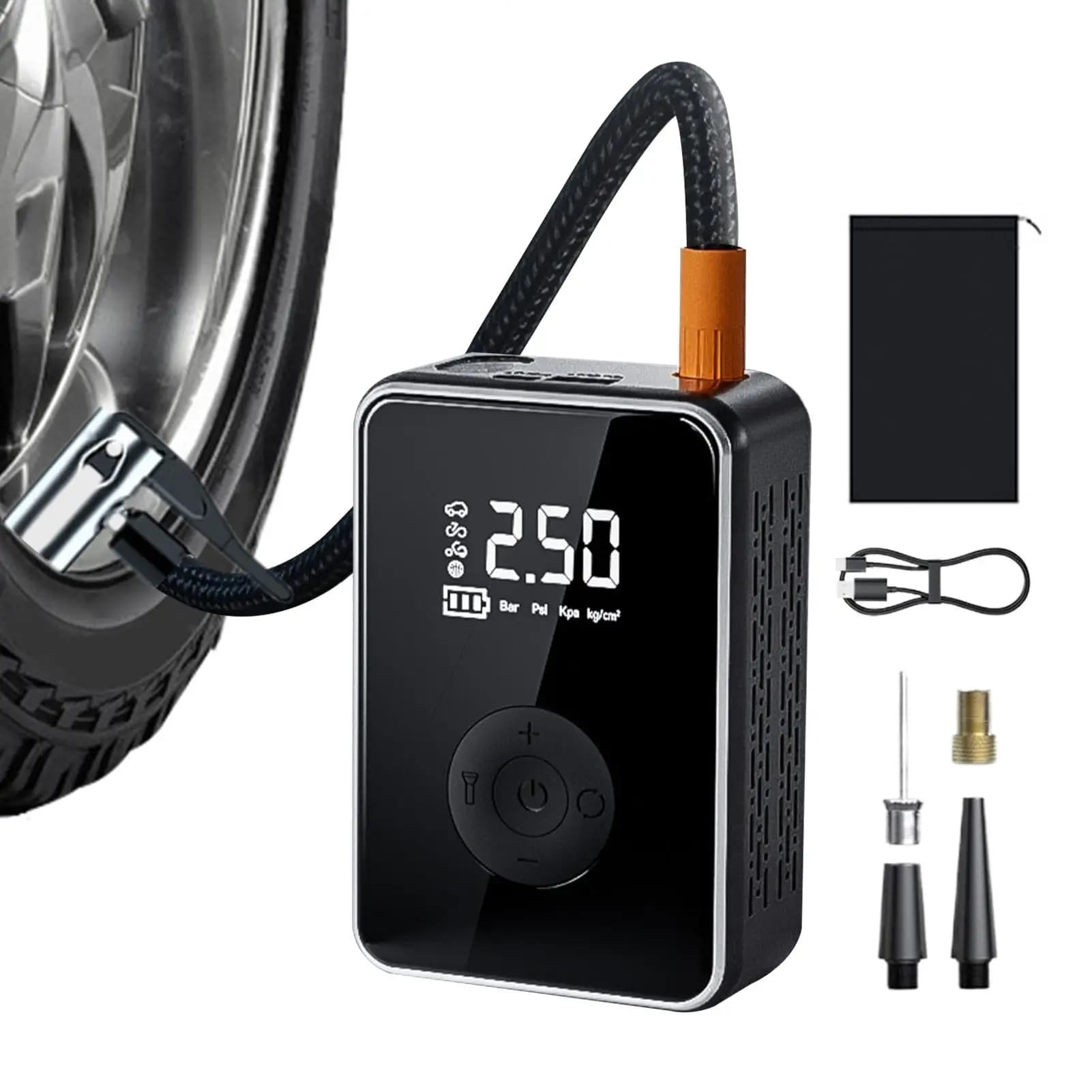 Gonfiatore per pneumatici per auto Pompa di aria elettrica ricaricabile con spegnimento automatico Pompa per pneumatici per veicoli elettrici senza fili