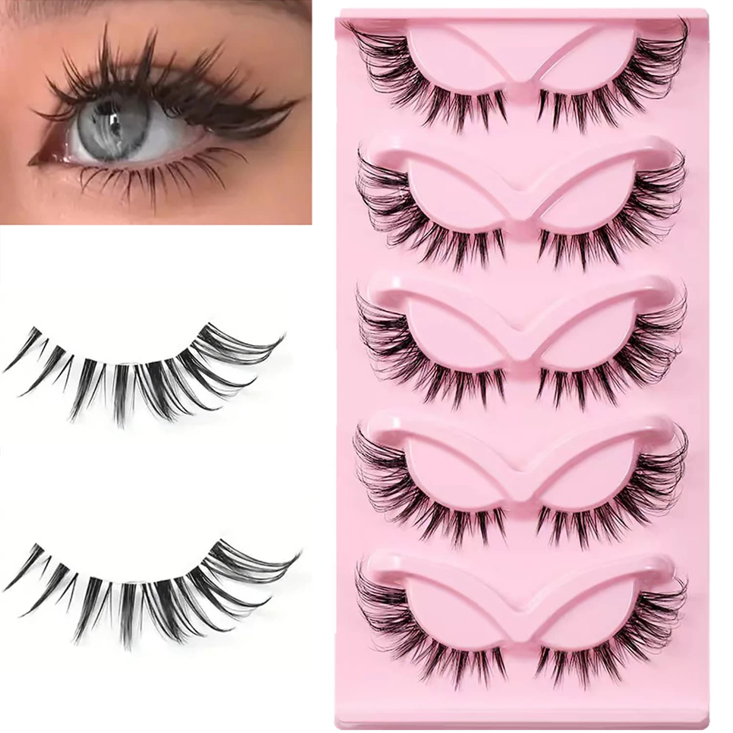 5 pairs of new fake chinese style lashes, tilted flight in full fox style, of course often, elongated tail, light europa