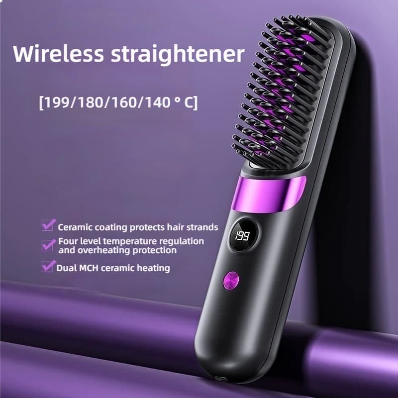 Spazzola per lisciare i capelli, pettine regolabile a 4 temperature, strumento per lo styling rapido, piastra per capelli senza fili ricaricabile, cura personale per