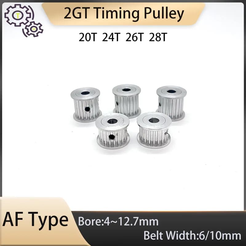 2GT/GT2 Timing Pulley AF Type 20Teeth 24Teeth 26Teeth 28Teeth Belt Width 6/10mm 20T 24T 26T 28T GT2 Synchronous Wheel