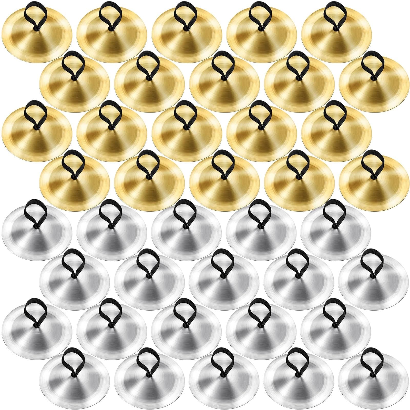 40 Pezzi Cimbali Professionali da Dito per Danza del Ventre, Facili da Usare con Fascia Elastica, Cimbali da Mano Lucidi Resistenti all'Usura per Feste