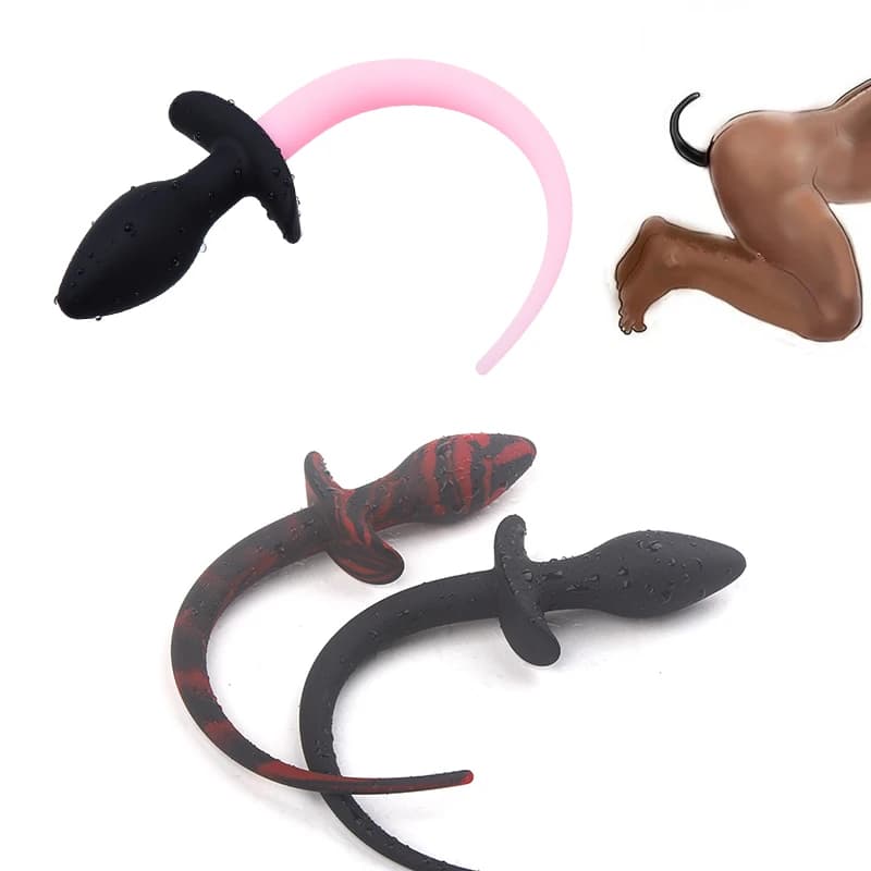 Night Luminous Silicone Plug Dog Tail G-spot Stimulator BDSM Bondage Restraints for Couple Adult Game Erotic Toys Sex Products