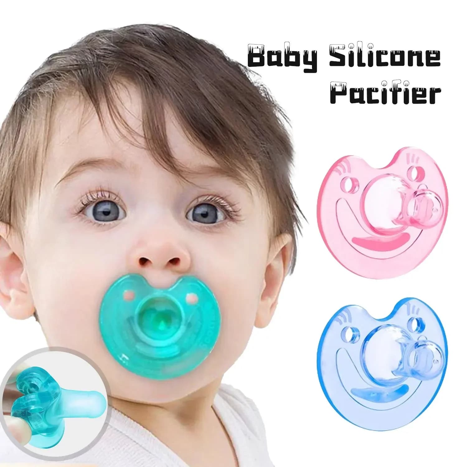 0-3 Anno Neonato Ciuccio per Dormire Testa Rotonda Gioca a Bocca Divertimento per Bambini Del Fumetto Del Bambino Ciuccio in Silicone Ciucci per Neonati