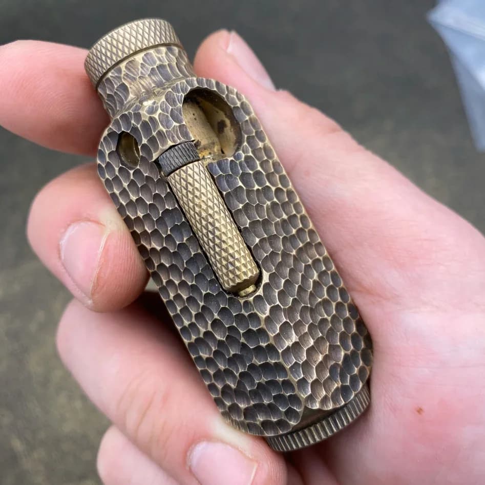 Trench accendino vintage fatto a mano in ottone, accendino a bricchetto 3 lati con accensione a fuoco, strumento per fumatori, regali da uomo