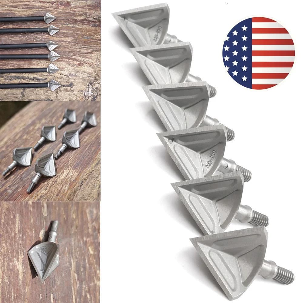 Broadhead Arrowheads 6pcs 100gr 440C Stainless Steel Screw-in Sharp Tips for Hunting Shooting Target Archery Accessories