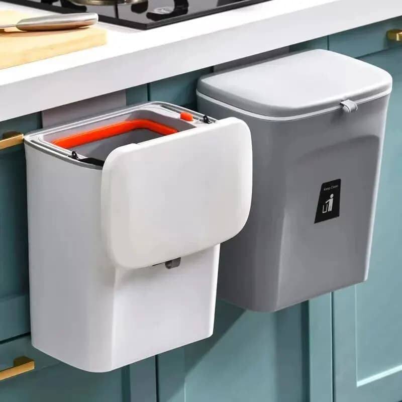 Pattumiera da parete 7/10L pattumiera da cucina per uso domestico pattumiera da bagno sospesa con coperchio pattumiera per alimenti accessori da cucina