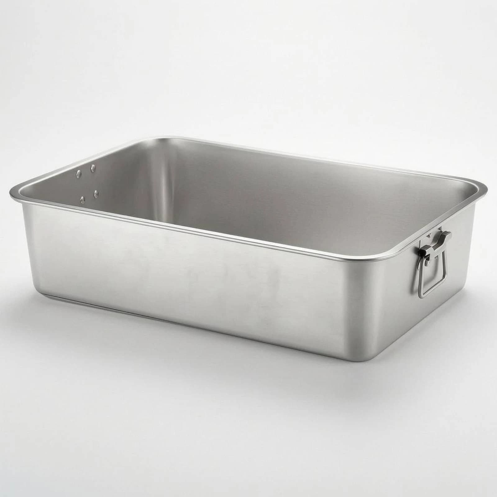 Stainless Steel Tray Side Handles Rectangular Serving Tray Stainless Steel Hotel Pan Silver Finish Home Container Stackable