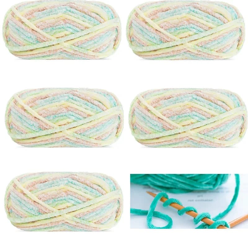 5 Skeins Soft Chenille Thick Yarn for Knitting Sweater Scarf Hat Bag Crochet Weaving DIY Craft Blanket 5*80Meters
