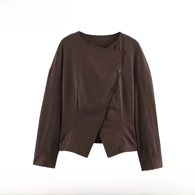 Spring Summer New Arrival Women's Fashion Simple Versatile Double-Breasted Jacket ZR Style Short Outerwear Polyester Fiber